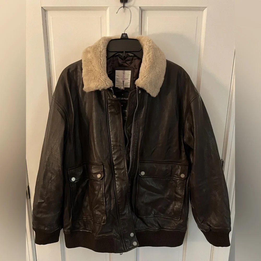 NWT Avec Les Filles Shearling Bomber Jacket
